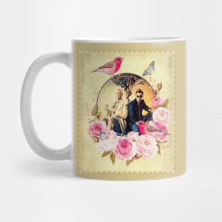 Angel and Demon Romantic Valentine with Birds and Butterflies Mug